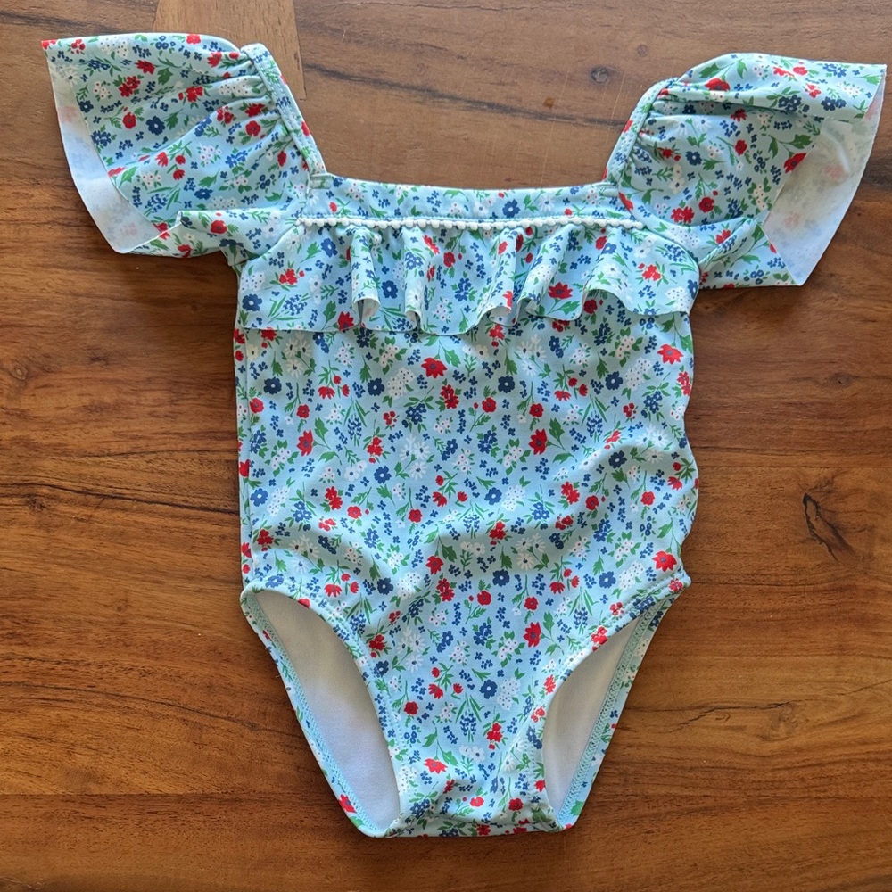 Janie and Jack Floral Ruffle Sleeve Swimsuit